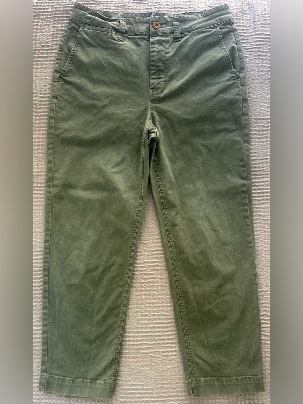 Madewell Cruiser Straight High Rise Cropped Chino Pants Olive 28 F4803